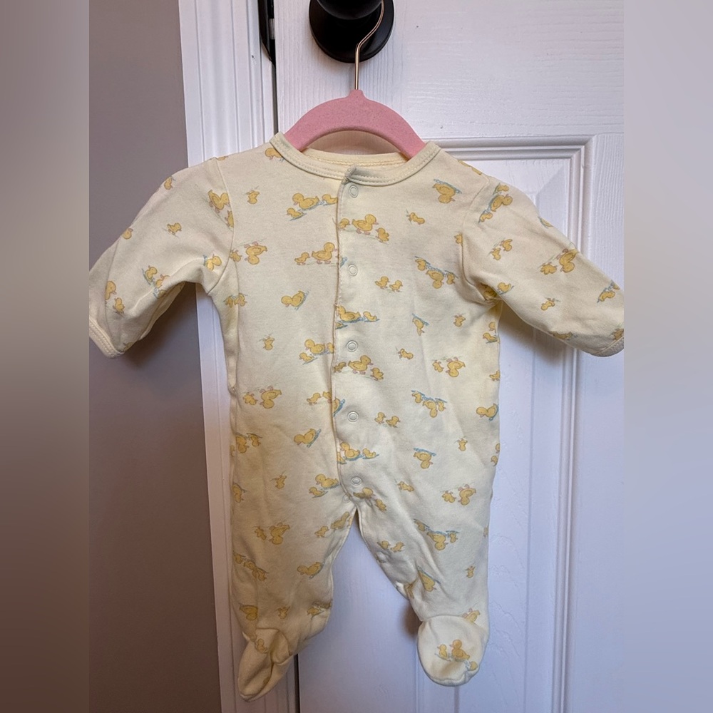 Little Me Yellow Duck Print Footie